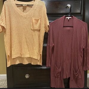 Lot Of 2 Womens Tops Pullover & Cardigan Size S BiBi & CozyCasual